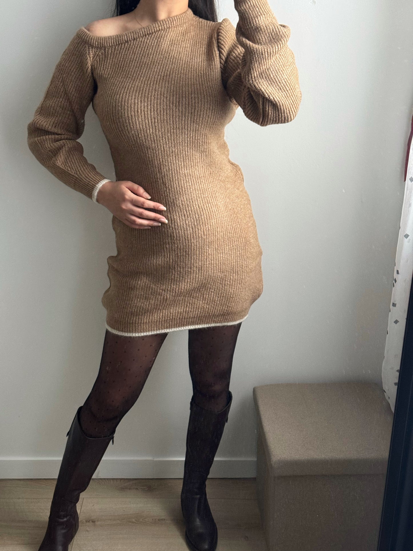 Robe Surélevée Demi-lune couleur marron clair