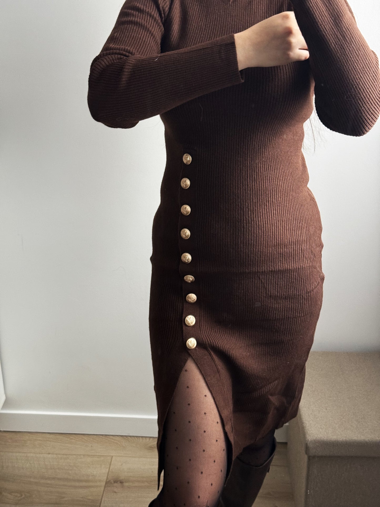 Robe mi-longue marron