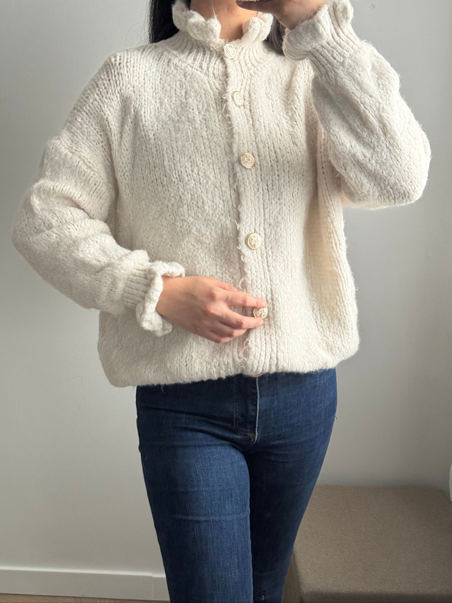 Gilet maille laine très doux beige
