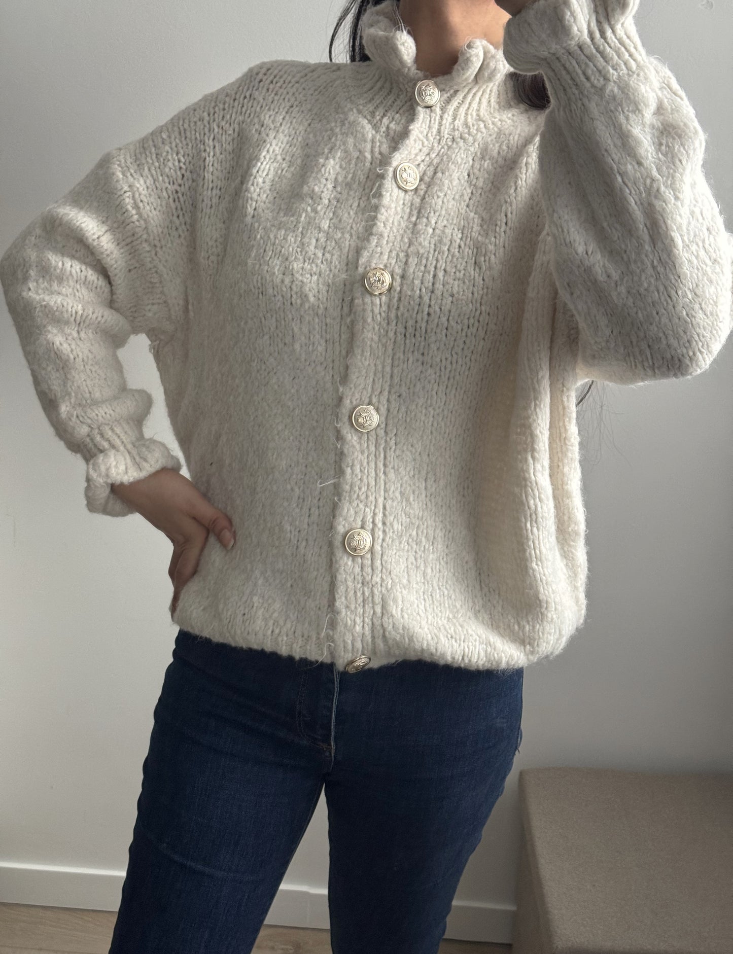 Gilet maille laine très doux beige