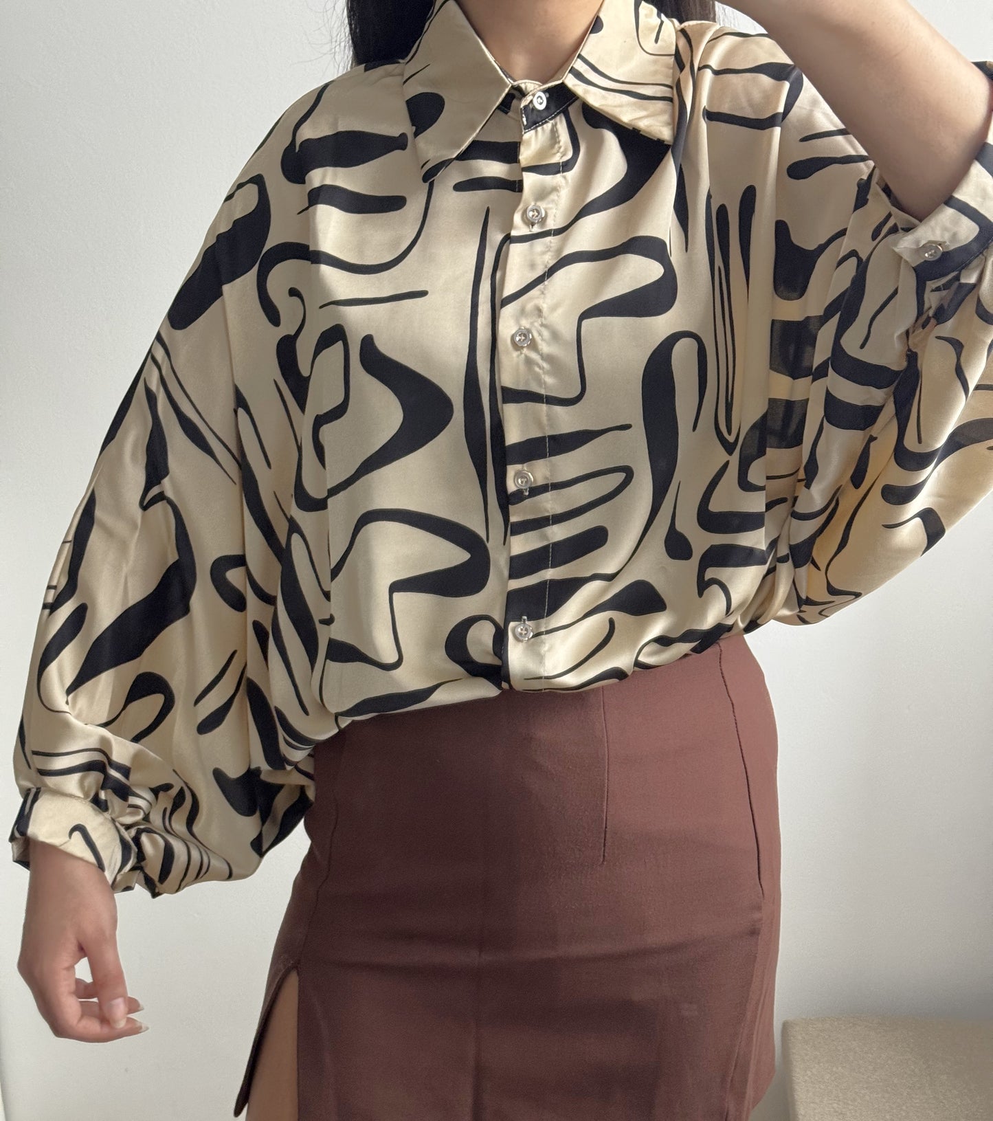 Chemise chauve-souris satinée