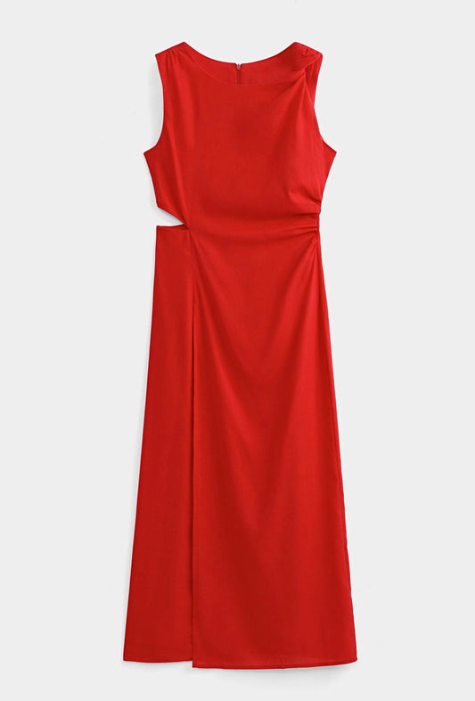 Robe longue en lin avec une bretelle torsadée