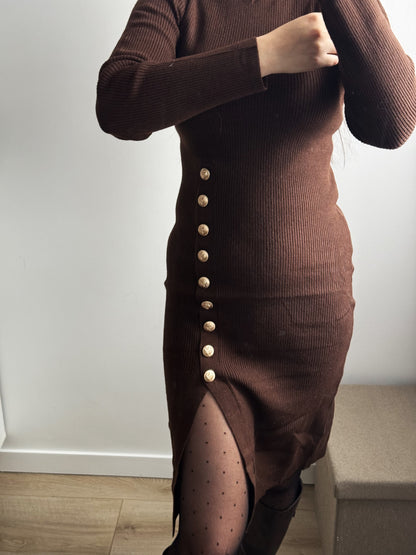 Robe mi-longue marron