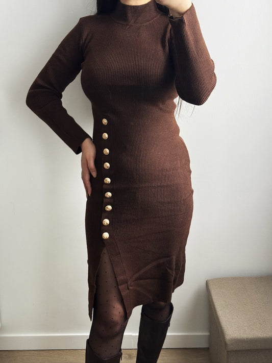Robe mi-longue marron