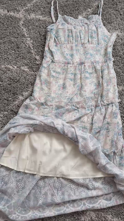 Robe Longue Fleurie avec Doublure et bretelles ajustables