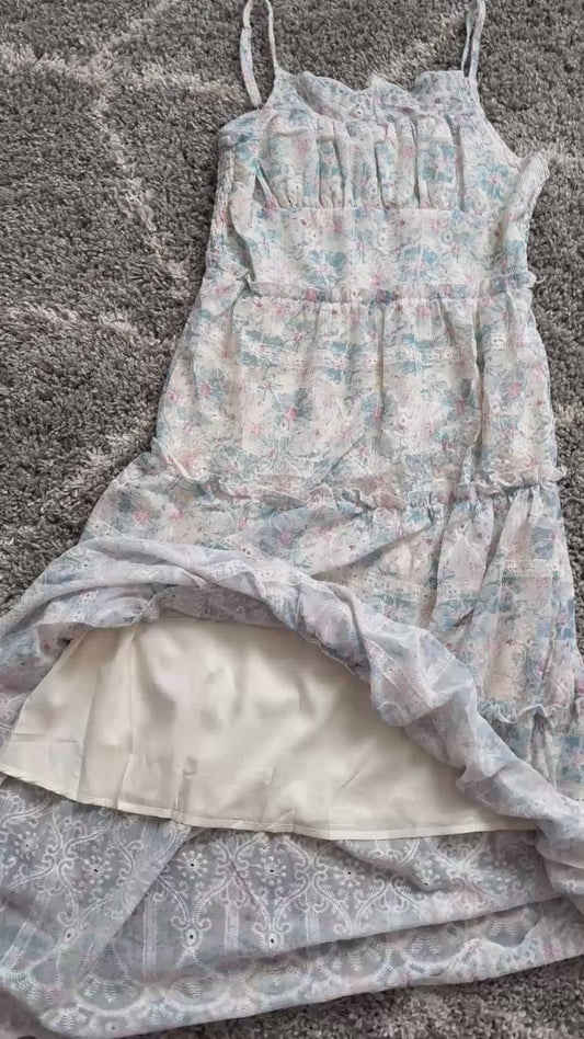 Robe Longue Fleurie avec Doublure et bretelles ajustables