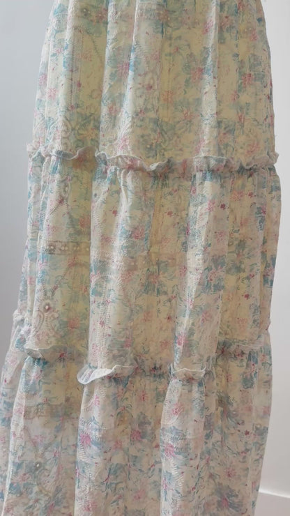 Robe Longue Fleurie avec Doublure et bretelles ajustables