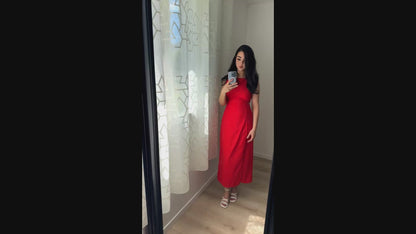 Robe longue en lin avec une bretelle torsadée